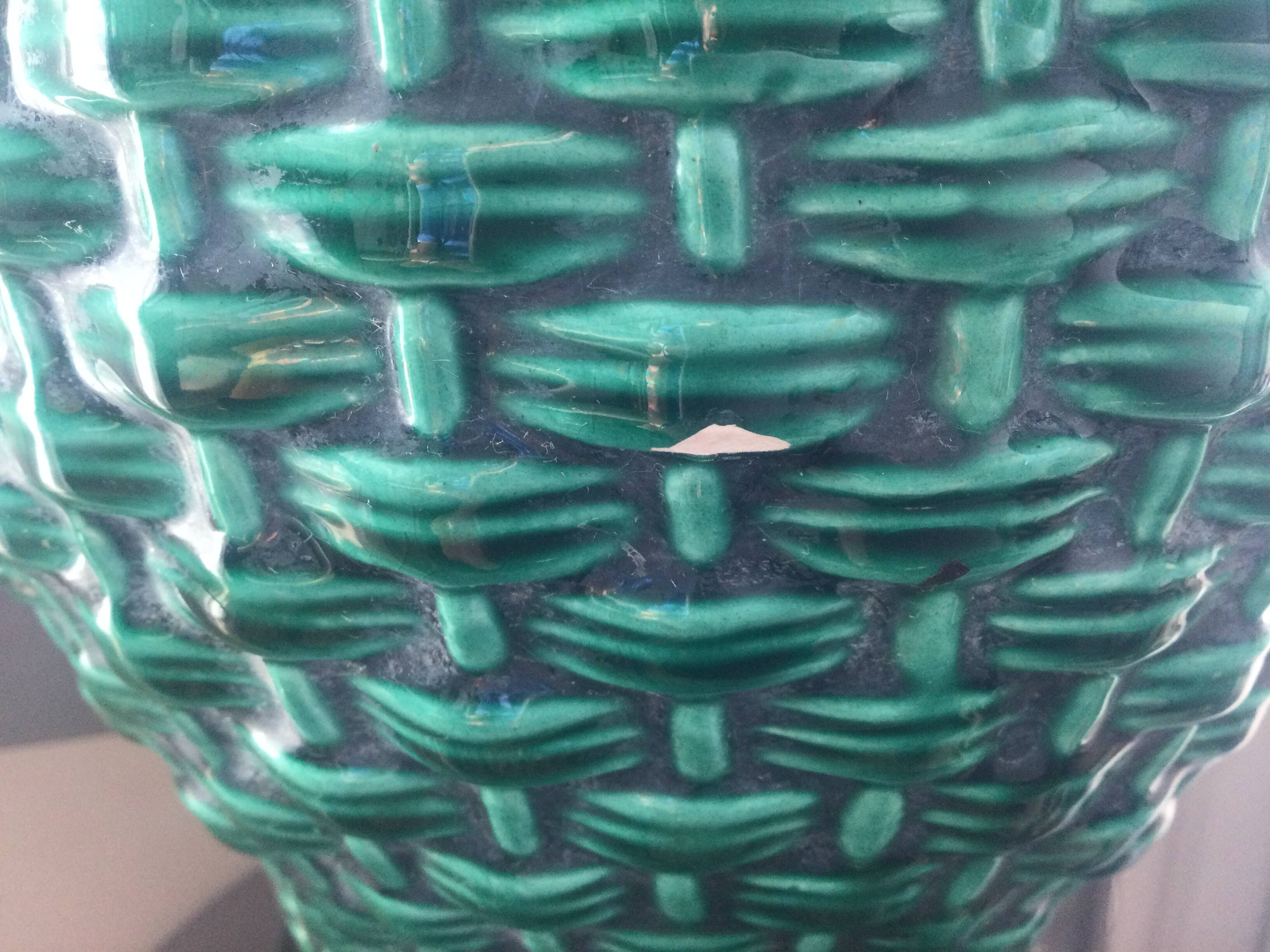 Green art nouveau ceramic planter Gustave Asch