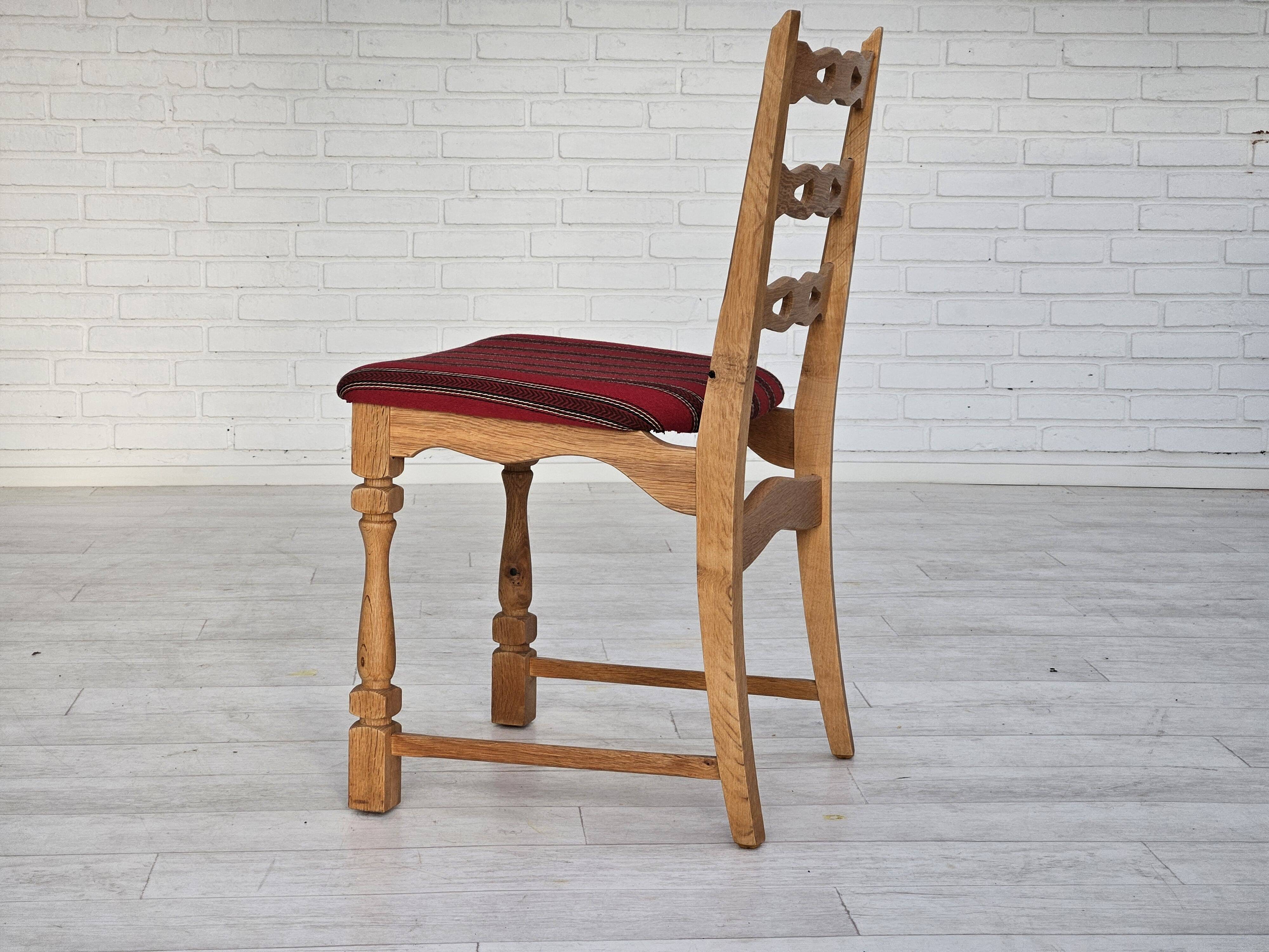 1970s, set 6 pcs of Danish dinning chairs, original good condition, furniture wool.