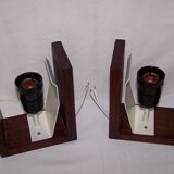 Pair of wall light Louis Kalff-Philips-teak years 60