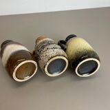 Set of Three 1970s Pottery Fat Lava "413-20" Vases Made by Scheurich, Germany