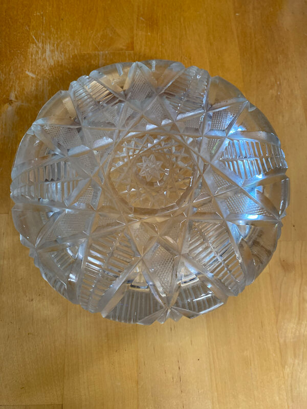 Cendrier Ancien Cristal Taillé Style Saint Louis Vintage #E081