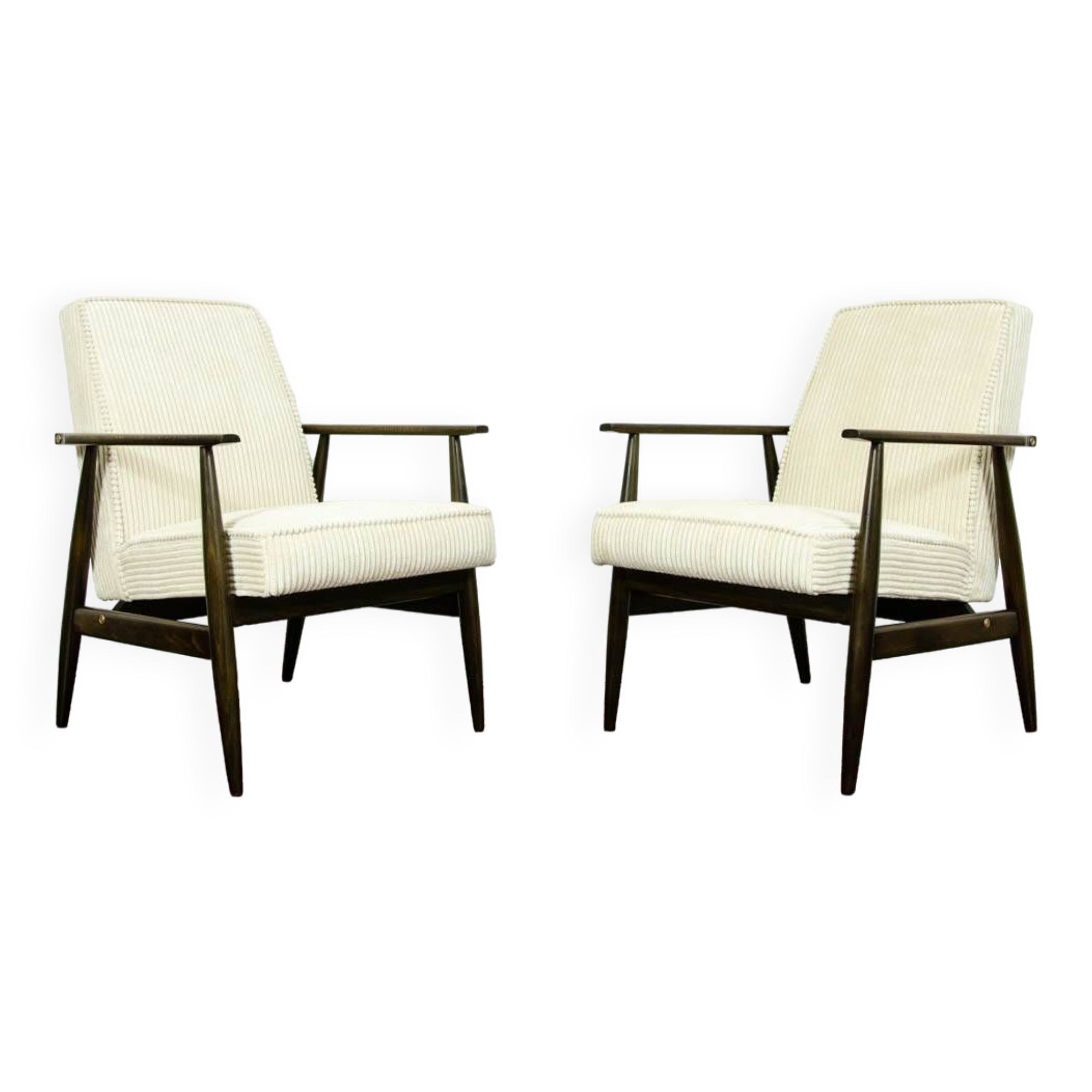 Type 300 190 Armchairs in Corduroy by H. Lis, 1960s, Set of 2