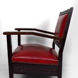 Pair of Colonial Art Deco Carved Wood Armchairs, Algeria, 1930
