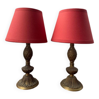 Paire de lampes de chevet, bronze, style Louis XV