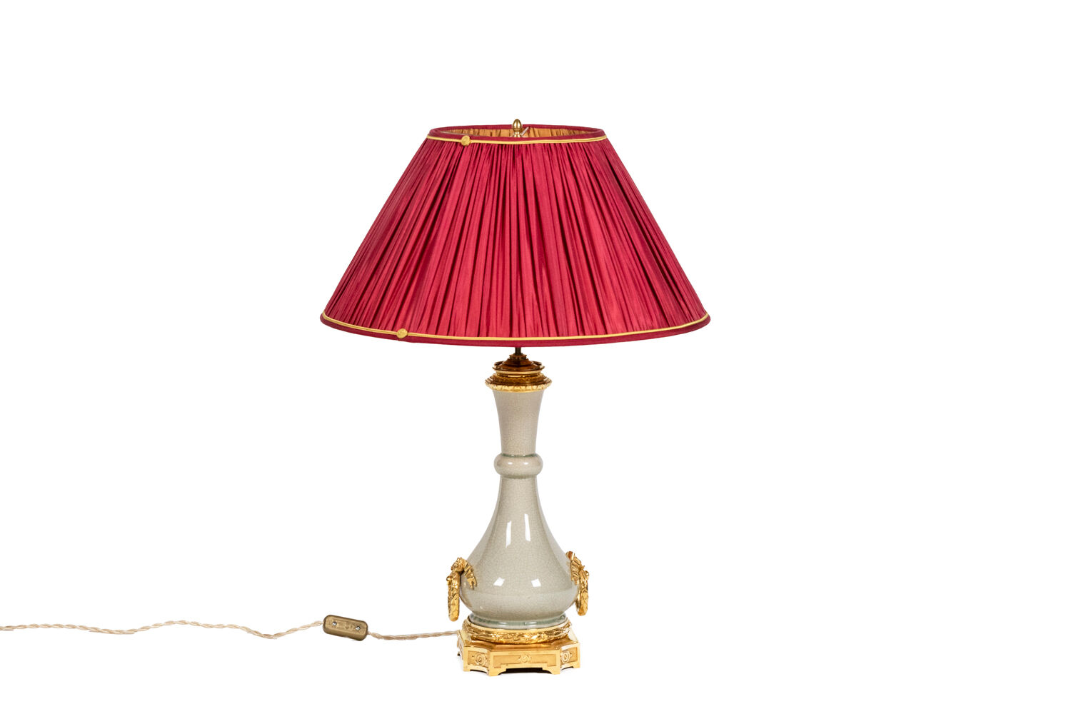 Lamp in bronze and celadon porcelain, circa 1880