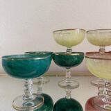 Multi-colored Venetian crystal ice cream cups