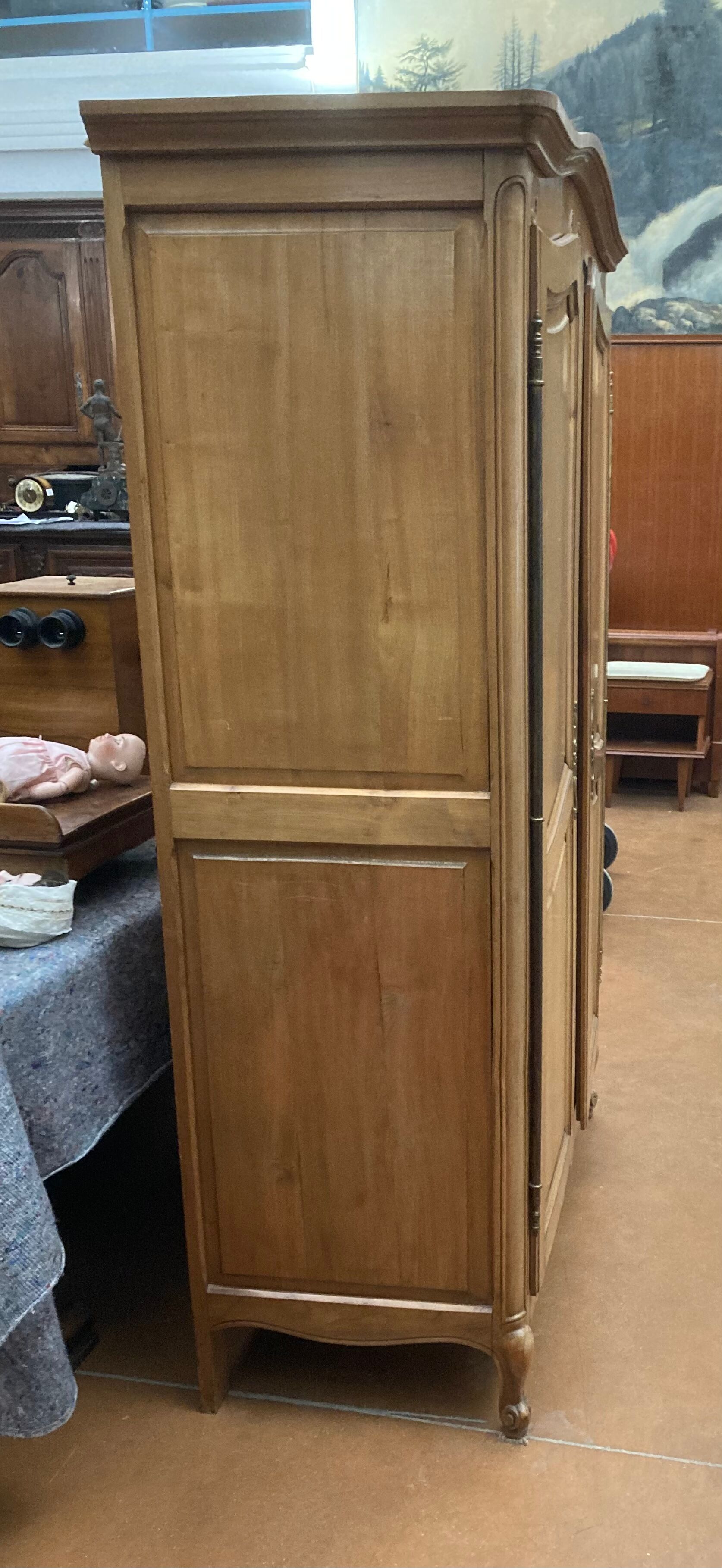 Louis XV linen cabinet in cherry period mid-twentieth century (delivery possible)