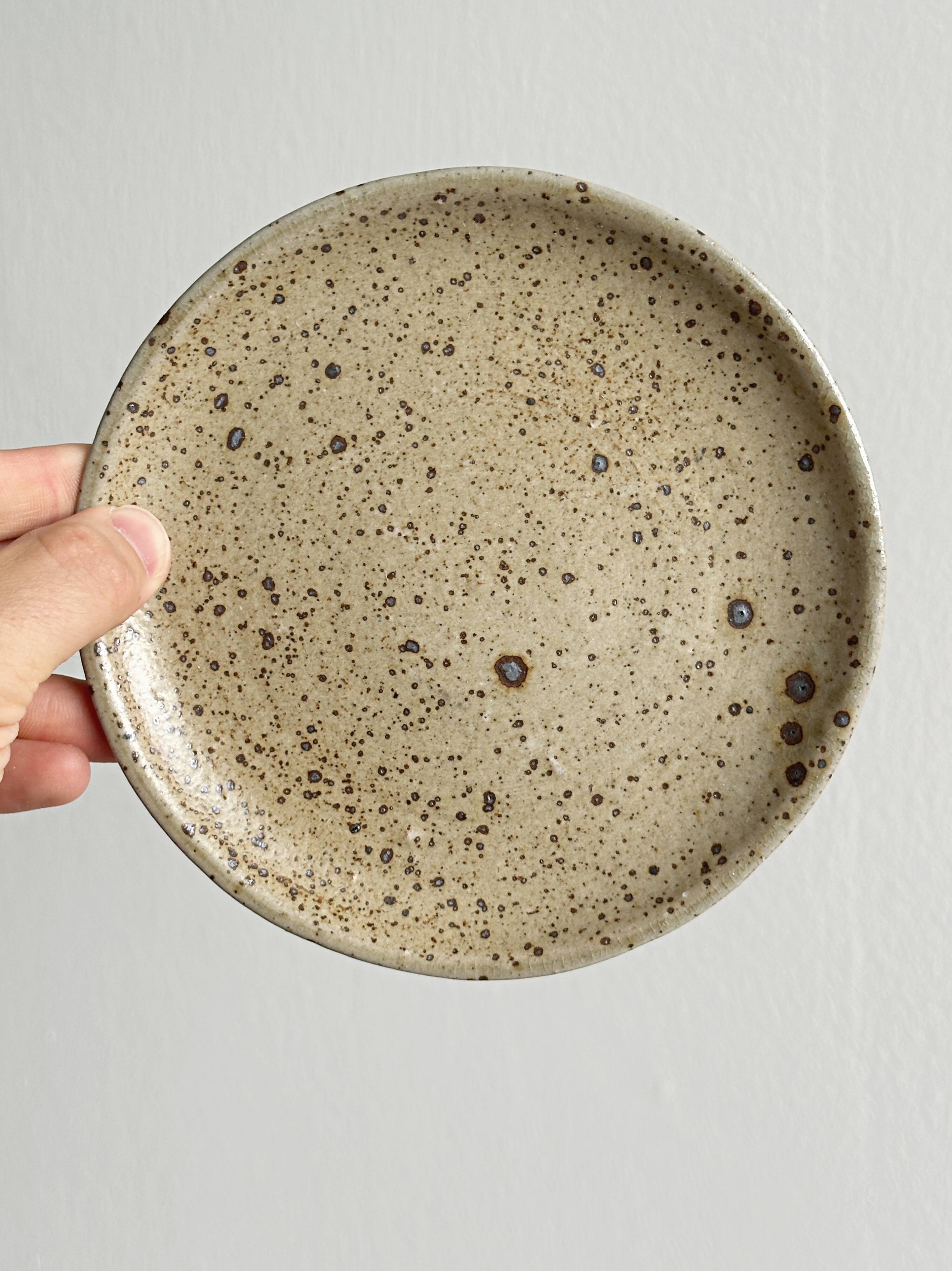 Set of 4 speckled stoneware plates