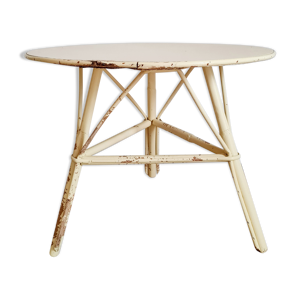 Table basse rotin crème