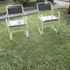 Pair of mid century cantilever iron and wood painted garden chairs, 1950s