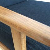 Fauteuil restauré en tissu noir, milieu XXème