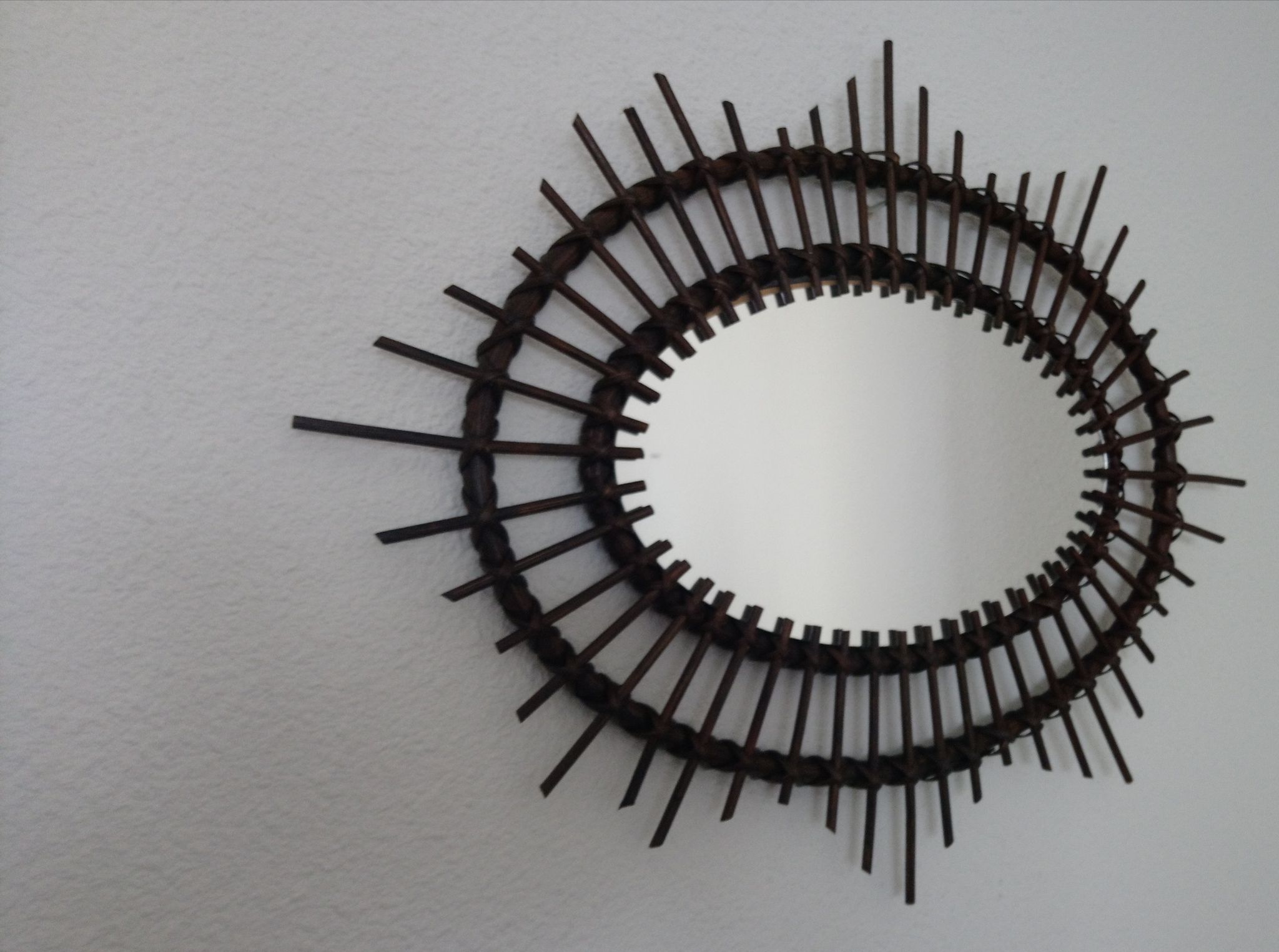 Dark rattan Sun mirror 64X52cm years 70
