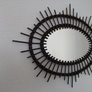 Dark rattan Sun mirror 64X52cm years 70