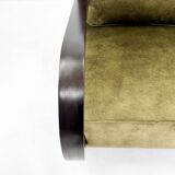 Pair of art deco beech wood armchairs, 1930's, newly upholstered