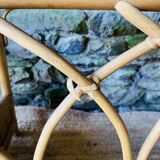 Set of two rattan and wicker nesting tables
