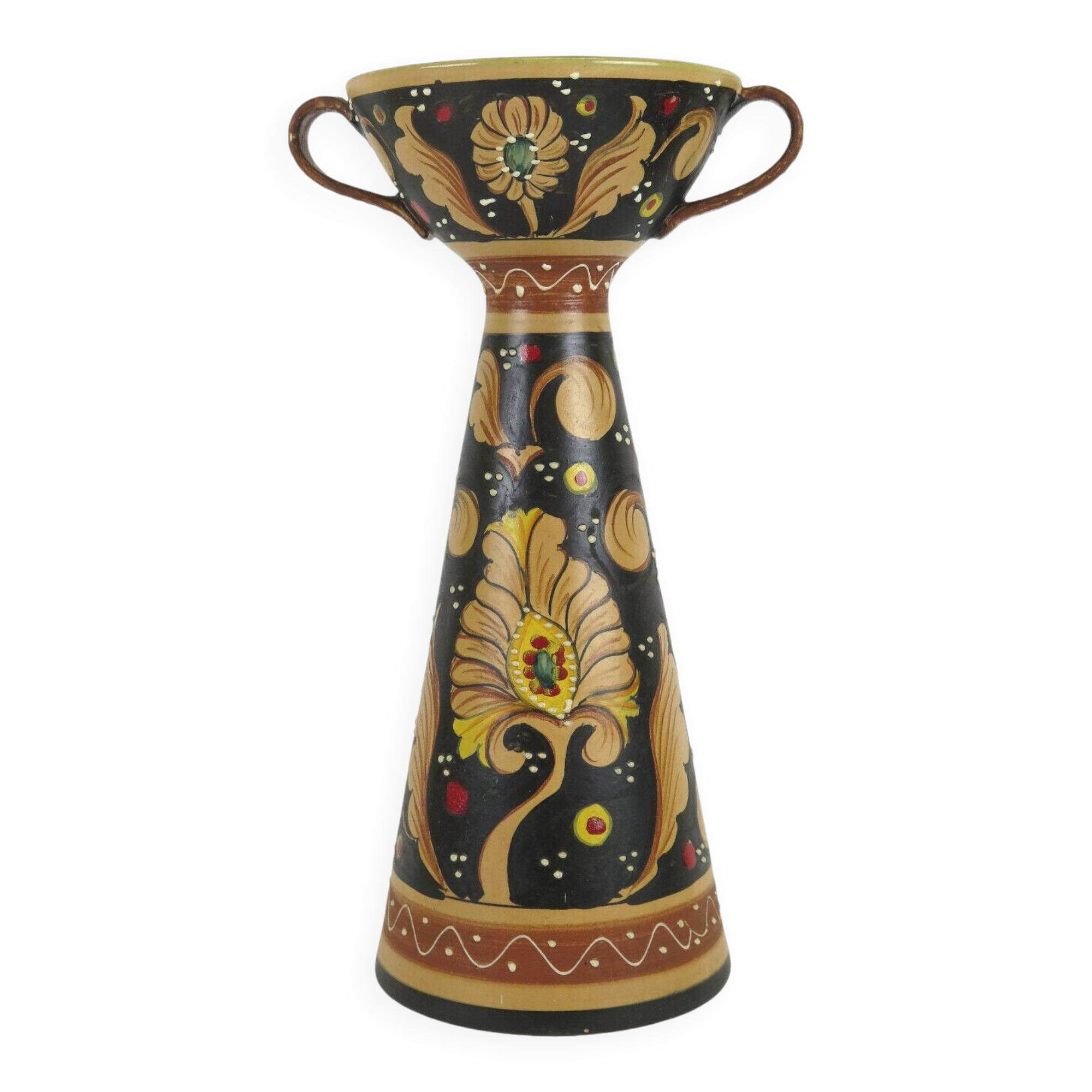 Deruta Santucci vase hand-painted terracotta signed numbered vintage Italy VA2