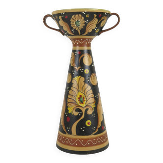 Deruta Santucci vase hand-painted terracotta signed numbered vintage Italy VA2