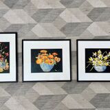 Début du 20ème siècle Nature morte Peinture de jonquilles Cadre noir