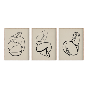 Framed set of 3 figure giclee prints, 50x70