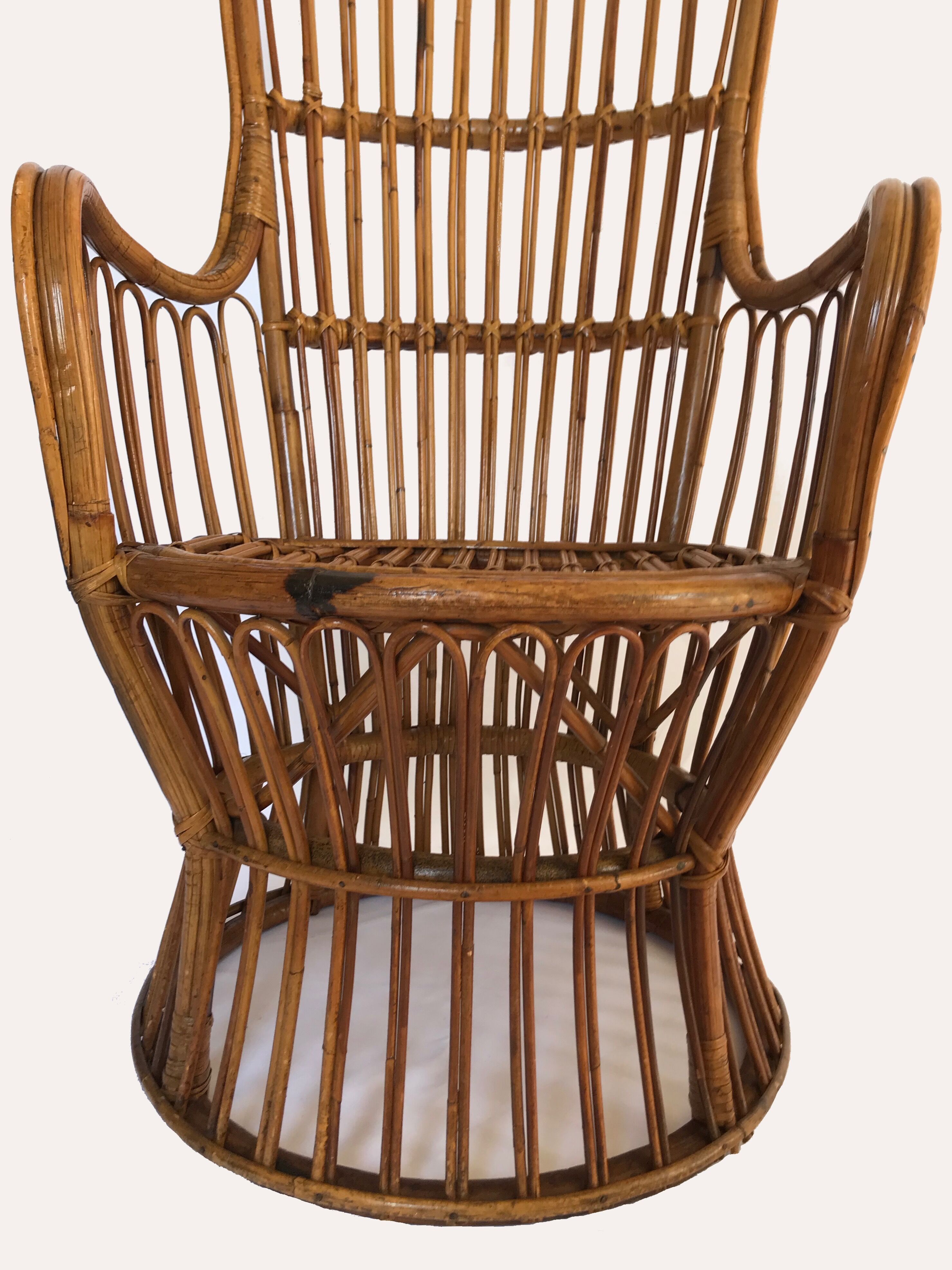 Rattan chair by Dal Vera, Italy 1950