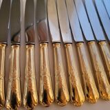 12 Table Knives in Gold Metal