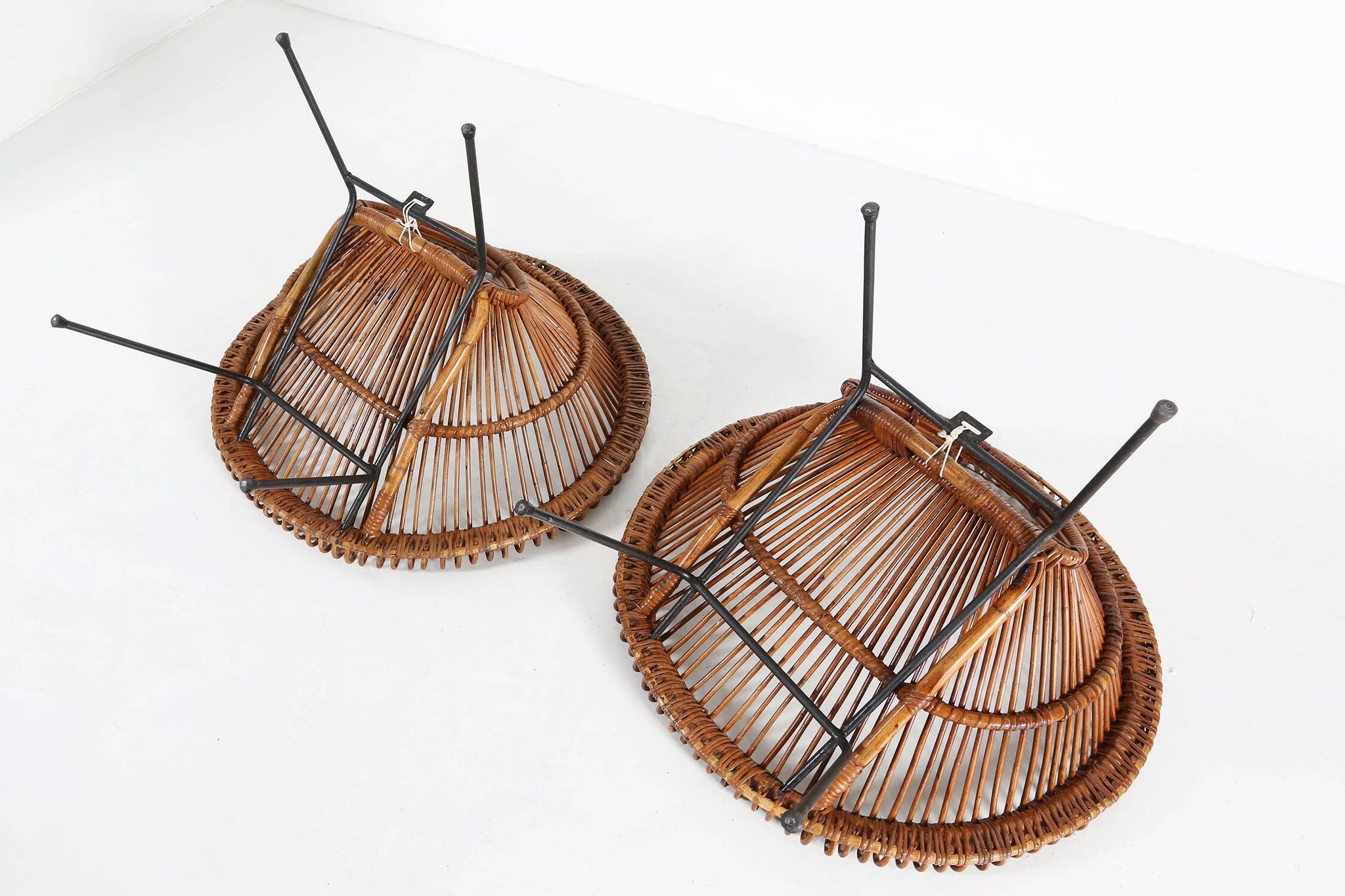Pair of rattan Lounge Armchairs, 1960s