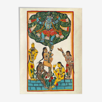Lithographie vintage mythologie indienne