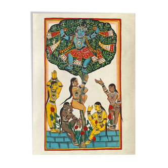 Lithographie vintage mythologie indienne