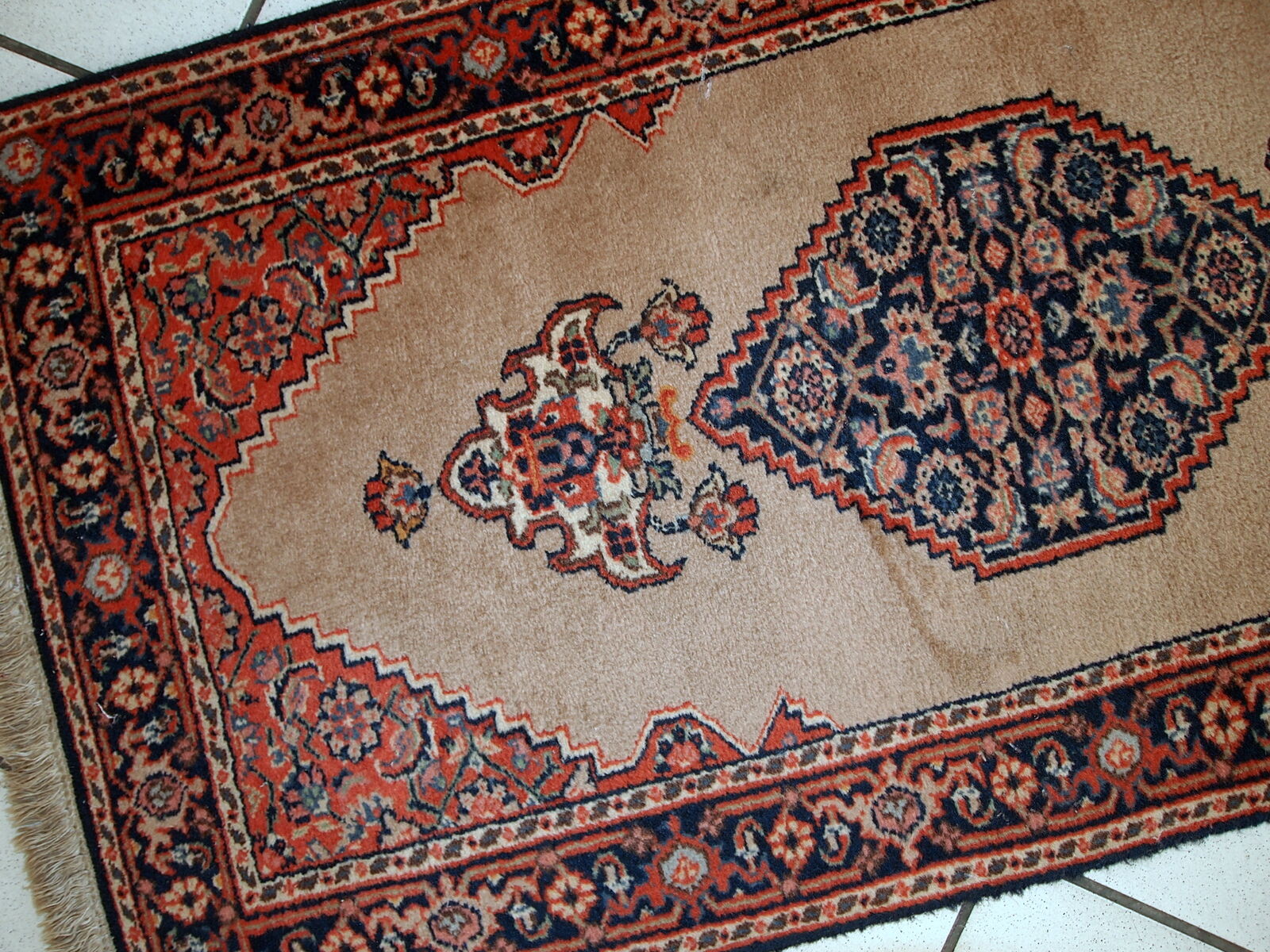 Vintage Indian Carpet Tabriiz handmade 60cm x 118cm 1960s, 1C729