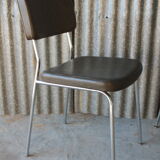 3 chaises simili cuir vert bronze et stucture chromée