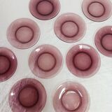 10 Vereco dessert plates in plum glass