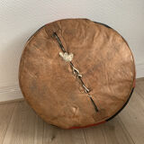Vintage Moroccan leather pouf