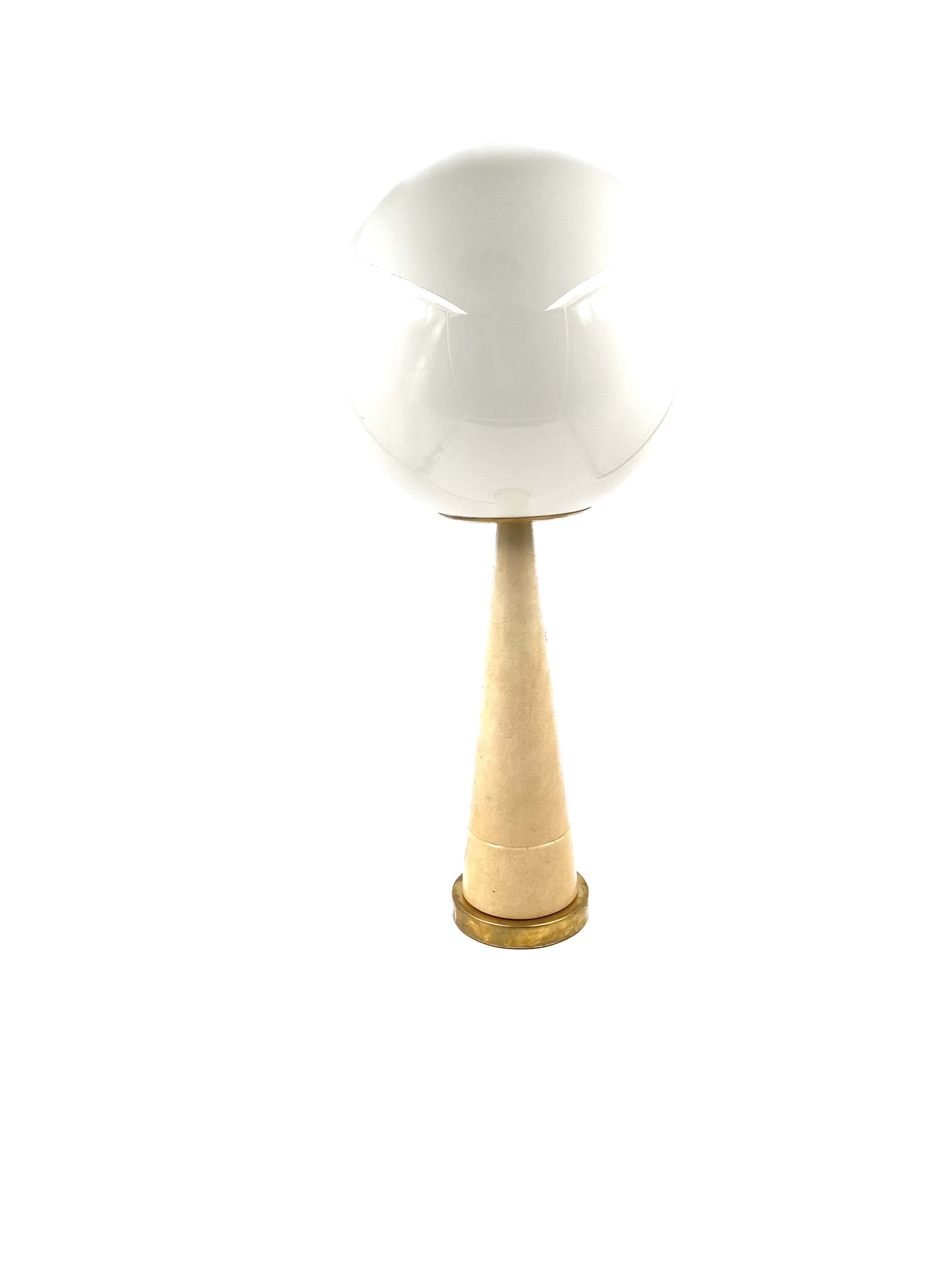 Conic parchment and brass table lamp, France 1960