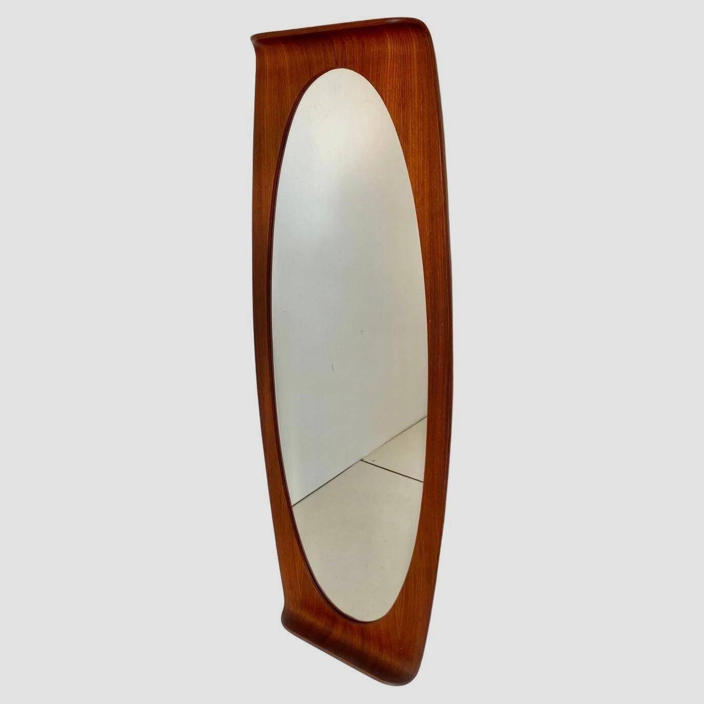 Mid Century Modern Wood Wall Mirror, Campo e Graffi, Italy 1950s