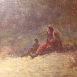 Oil painting on canvas Barbizon School framed and signed