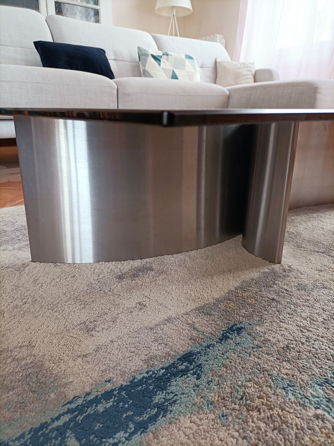 Brushed steel coffee table space age