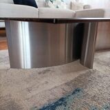 Brushed steel coffee table space age