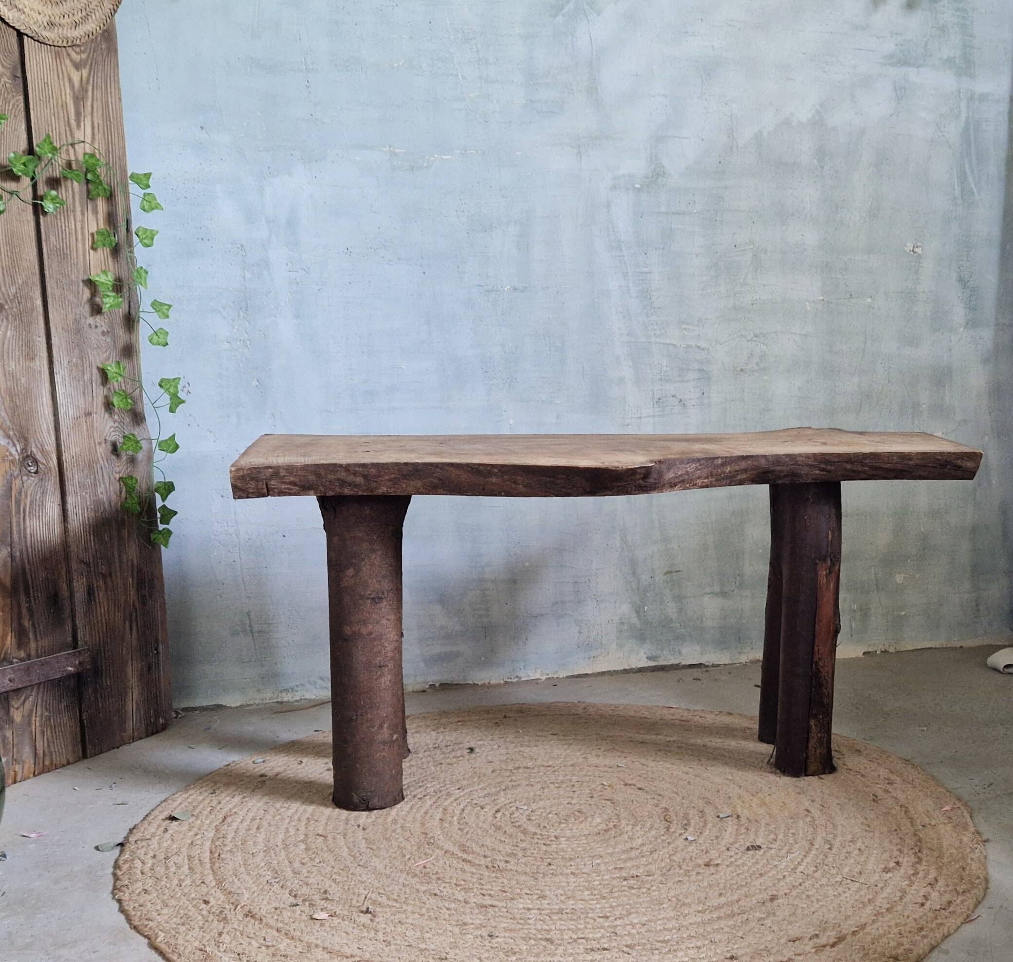 Brutalist wooden bench