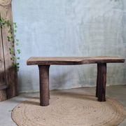 Brutalist wooden bench