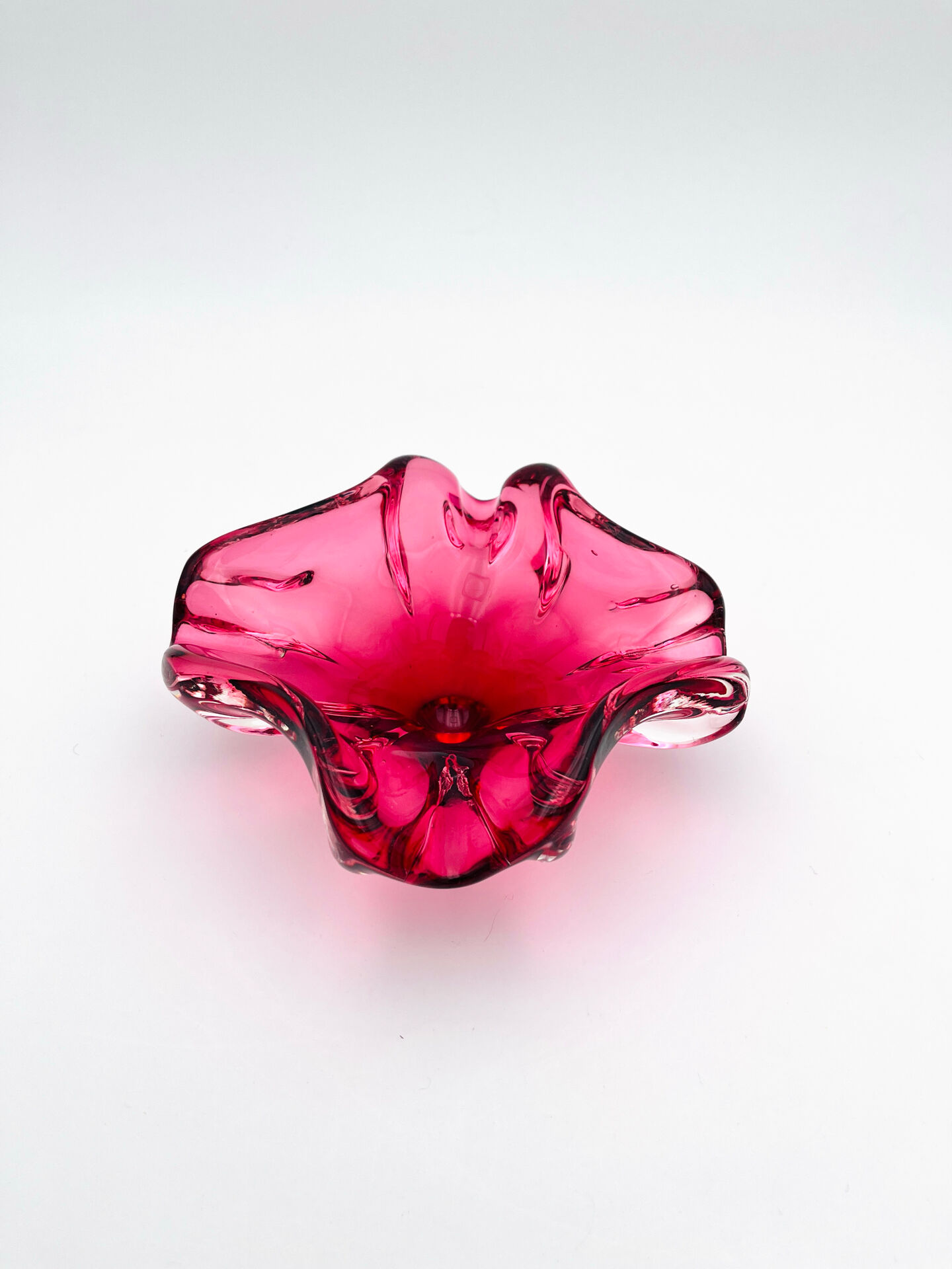 Murano Coupe Flavio Poli Sommerso Rubies & Original Pilon 17cm 1960