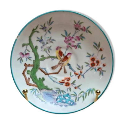 Sous-tasse ancienne Minton English Porcelain – décor oiseaux & branche fleurie – esprit chinois