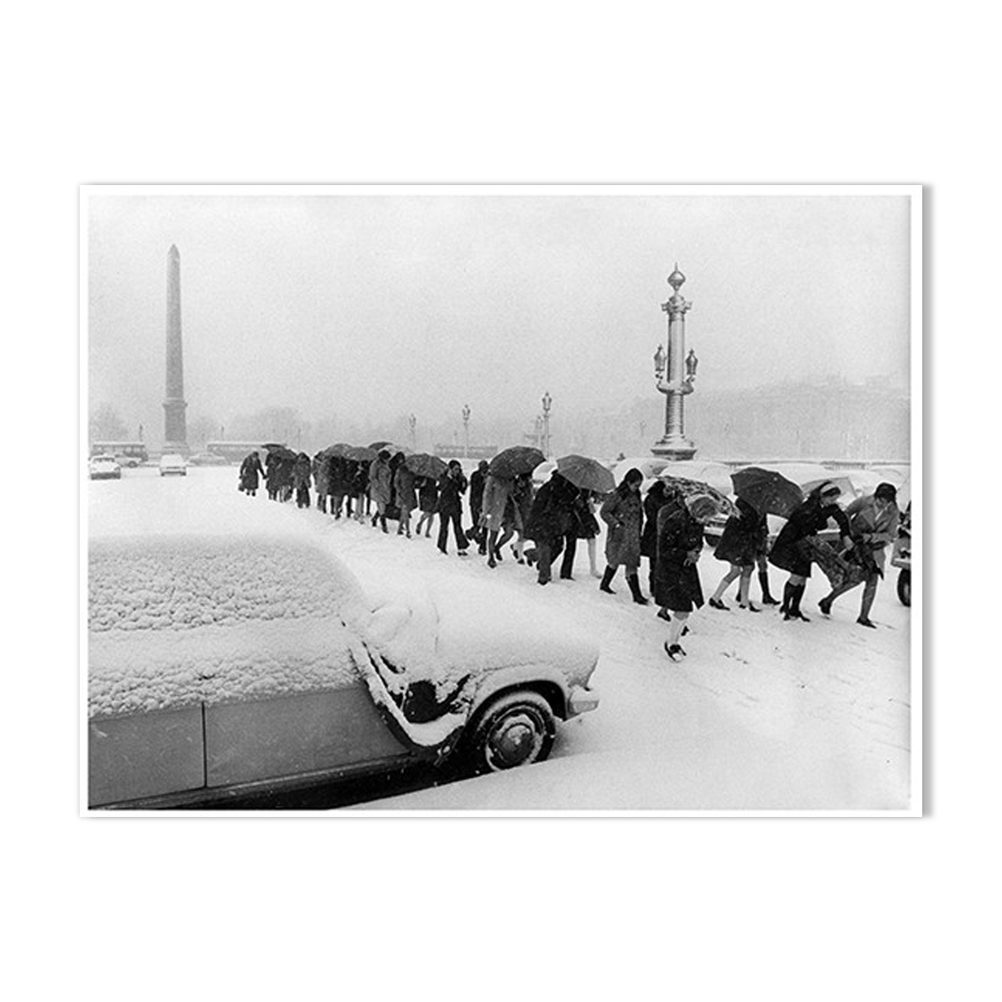 Paris under the snow, the Concorde. Around 1960