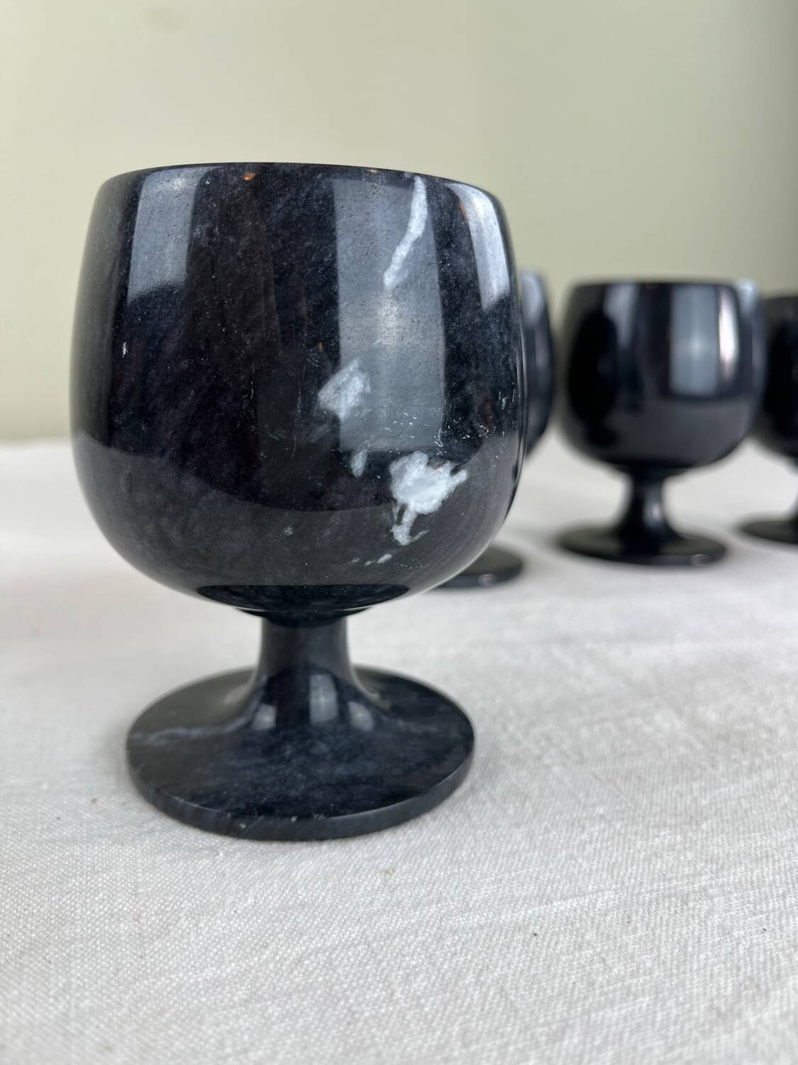 Black marble vases