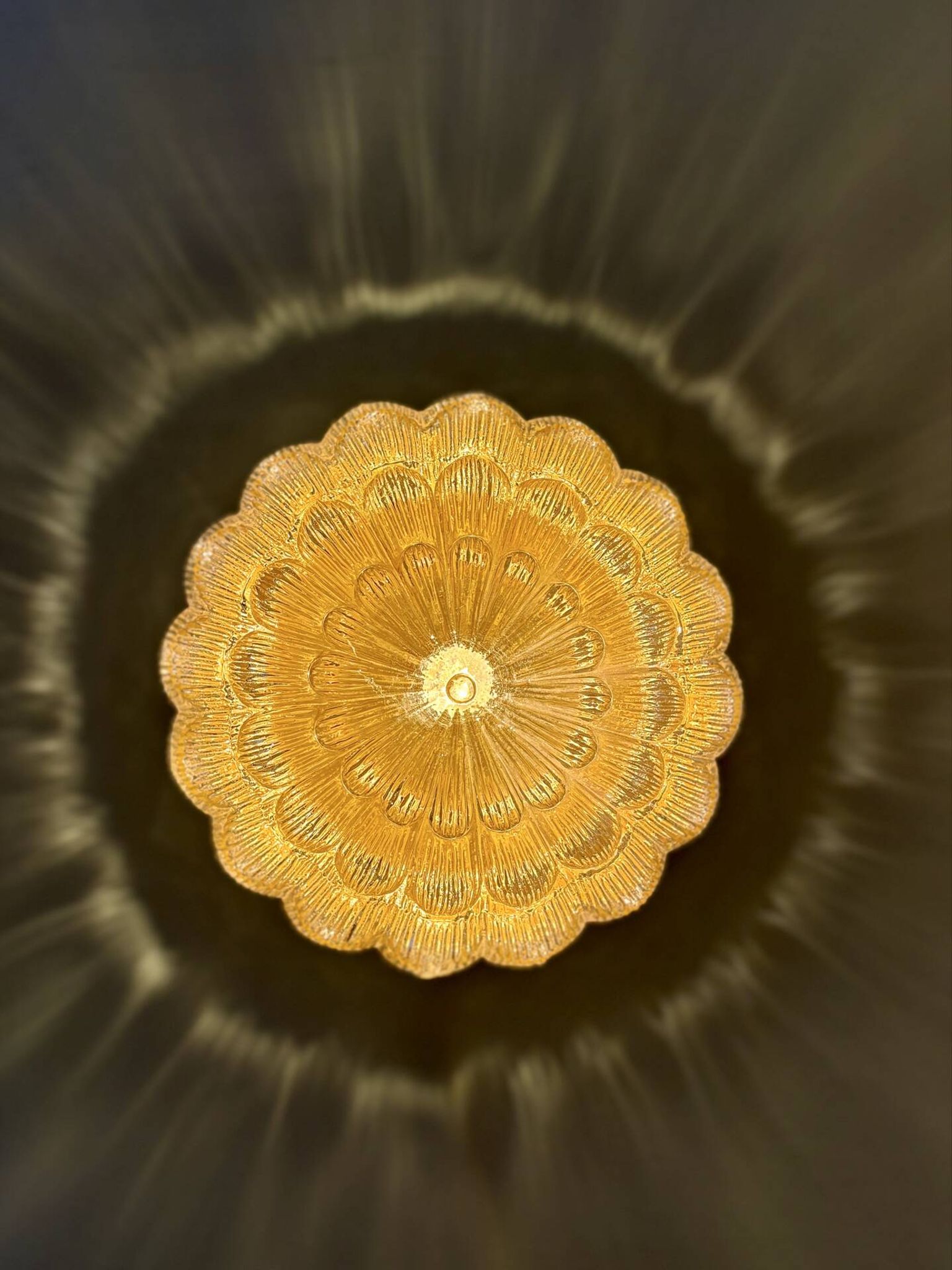Vintage amber moulded glass wall or ceiling light globe