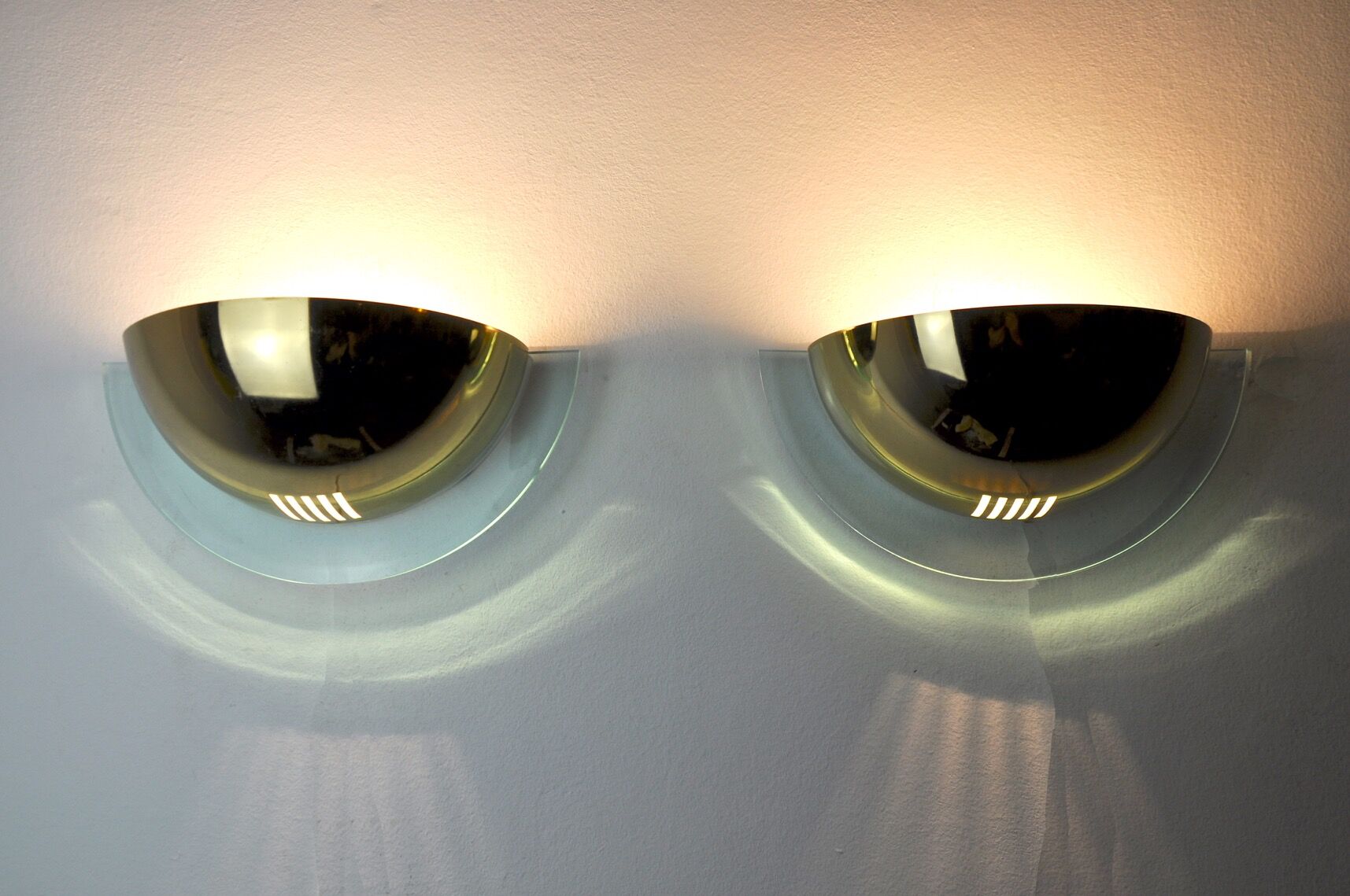 Pair of Regency wall lamps by GS, Demi-lunes, Germany, 1970