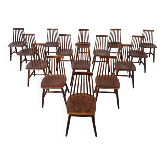 Lot de 16 chaises scandinaves vintage à barreaux, Ikea années 70-80