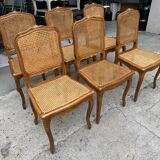 Set of 6 antique chairs in wood and cannage
