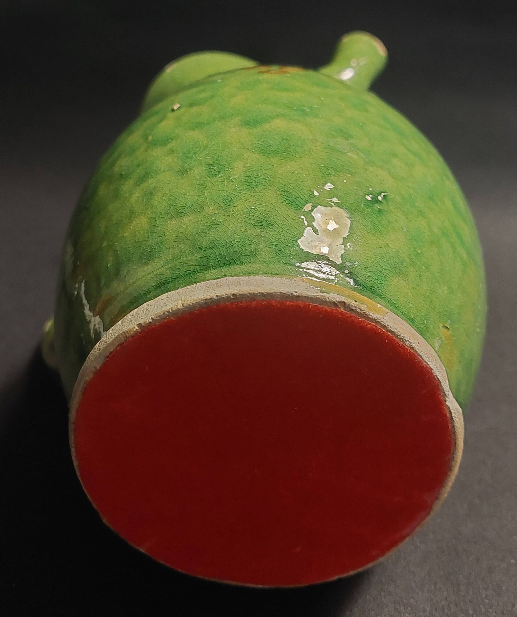 Enamelled terracotta pitcher, Spain, 20th century