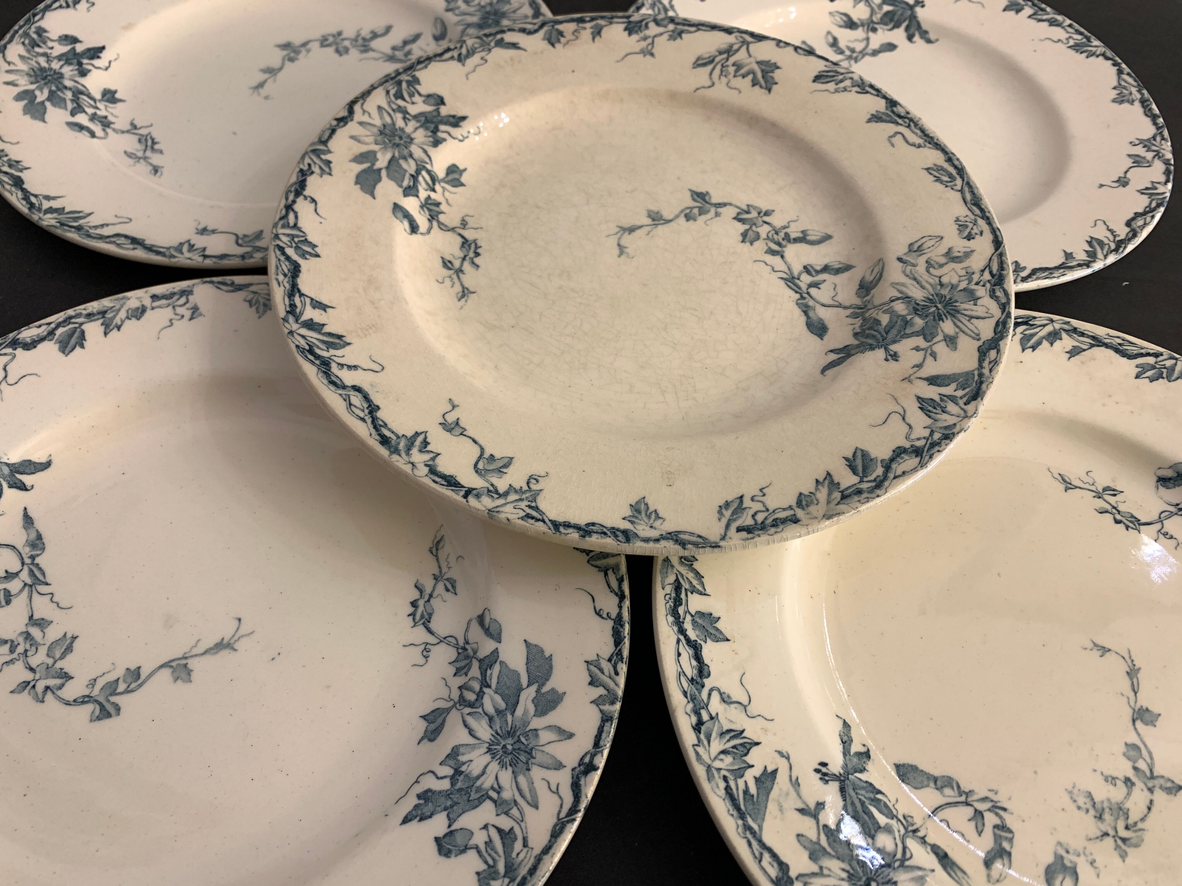 Set of 10 dessert plates KG Lunéville Passiflore model