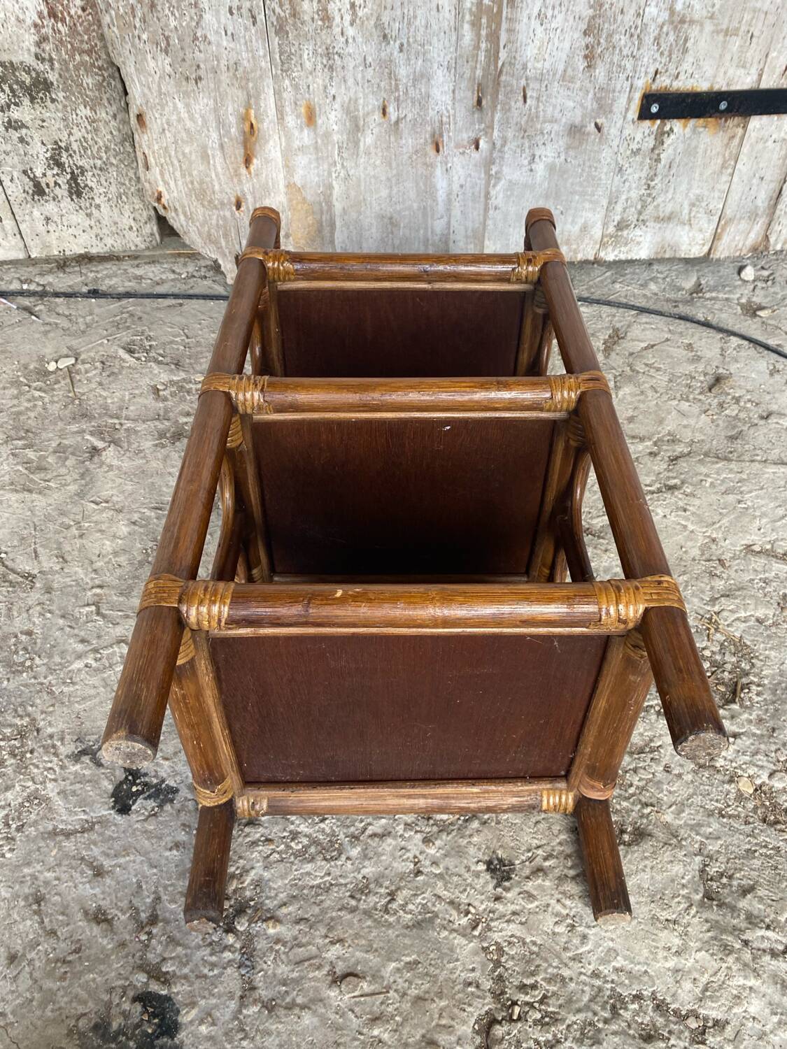 Vintage 1960s Rattan Shelf Unit with 3 Shelves #D621